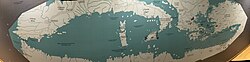 A modern reconstruction of Claudius Ptolemy's map (Europe and North Africa), 2nd C.E., by Kotsanas Museum of Ancient Greek Technology, Athens, Greece.