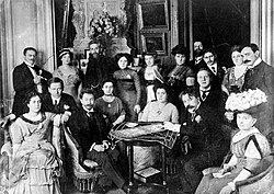Scriabin (sitting on the left of the table) as a guest at Wladimir Metzl's home in Berlin, 1910
