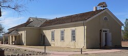 The one-room adobe schoolhouse in Tubac, Arizona, with a teacherage attached to the back