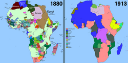 Scramble for Africa: Africa in the years 1880 and 1913, just before World War I
