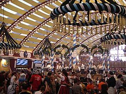 A tent at Munich's Oktoberfest in Germany. The event is known as the world's largest beer festival.