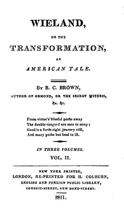 1811 reprint edition of Wieland; or, the Transformation