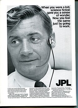 A 1960s advert reads: "When you were a kid, science fiction gave you a sense of wonder. Now you feel the same just by going to work."