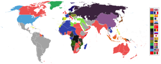 World empires and colonies 1898. In yellow Spain and in light blue United States.