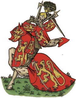 The king's tabard and equestrian arms, depicted in the 15th-c. armorial of the Order of the Golden Fleece.