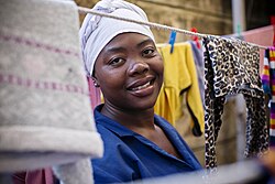 Kenyan domestic worker Lucy Nyangosi working in a Nairobi household, 2016