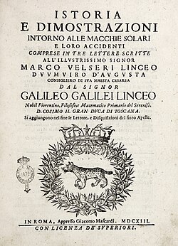 Frontispiece of Letters on Sunspots