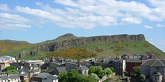 Salisbury Crags in Edinburgh, Scotland, a sill partially exposed during the Quaternary glaciation