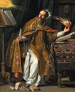 Saint Augustine of Hippo wrote Confessions, the first Western autobiography ever written, around AD 400. Portrait by Philippe de Champaigne, 17th century.
