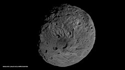 South pole of Vesta, showing the extent of Rheasilvia crater.