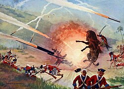 In the year 1780 the British began to annex the territories of the Sultanate of Mysore, during the Second Anglo-Mysore War. The British battalion was defeated during the Battle of Guntur, by the forces of Hyder Ali, who effectively used Mysorean rockets and rocket artillery against the closely massed British forces.