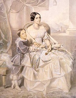 Adelaide of Austria with her son the future Umberto I of Italy