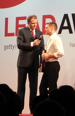 Adams accepting a Lead Award for photography in 2006