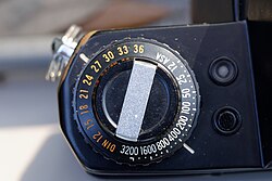 A Yashica FR with both ASA and DIN markings