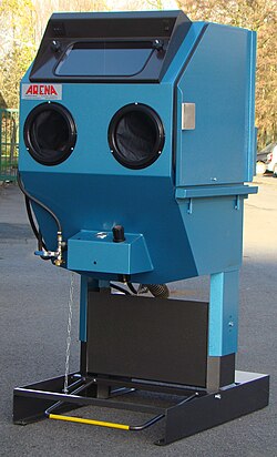 A sand-blasting cabinet