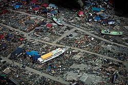 Destroyed buildings in Miyako, Iwate, following the 2011 Tōhoku tsunami