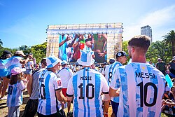 Messi's Argentina jersey, supplied by Adidas, was sold out worldwide during the 2022 World Cup.[380]