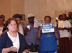 Supporters demand a Public Option be included in the Affordable Care Act.