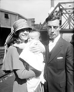 Keaton with Natalie Talmadge and Joseph in 1922