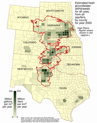 Withdrawal rates from the Ogallala Aquifer
