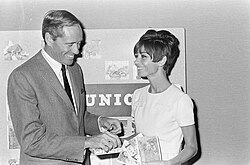 Hepburn with husband Mel Ferrer in 1966