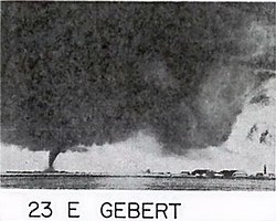 F5 tornado as it approaches Hector International Airport, 1957