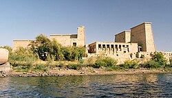 The Philae temple on Agilkia Island as seen from the Nile