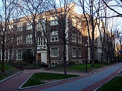 Smith Walk with a view of Towne Building and the Engineering Quad