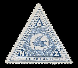 Stamp for Pigeon-Gram Service on Great Barrier Island in New Zealand (1899)