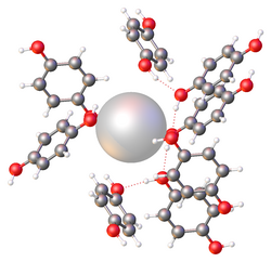 Portion of the lattice of the clathrate xenon-quinol.[25]