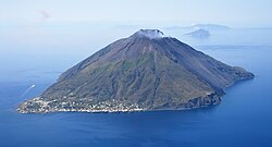 The Stromboli stratovolcano off the coast of Sicily has erupted continuously for thousands of years, giving rise to its nickname "Lighthouse of the Mediterranean".