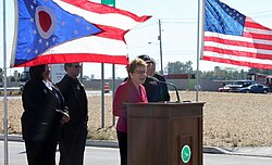 Kaptur speaks at the dedication of a highway project that she helped secure funding for in Sandusky, 2013