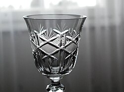 Cut glass wine glass made of lead glass