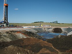 Mud pit with fly ash
