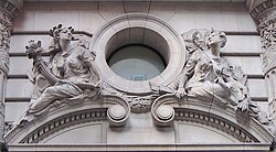 Pomona (left, symbolizing agriculture), and Diana (symbolizing commerce) as building decoration