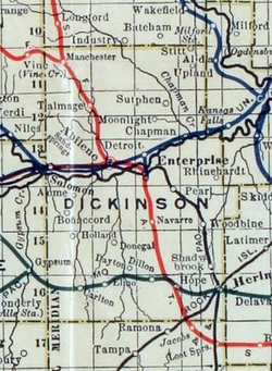 1915 railroad map of Dickinson County