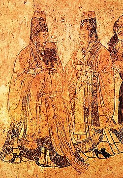 Tang dynasty mural from Li Xian's tomb in Qianling showing Han nobility clothing of the era.