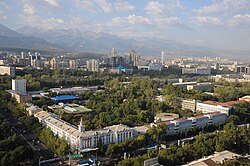 An aerial view of KIMEP campus