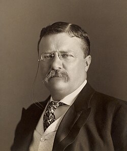 The Lassen Peak National Monument, later expanded into Lassen Volcanic National Park, was established by United States President Theodore Roosevelt (pictured) in 1907.