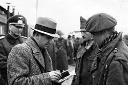 Marcel Junod, delegate of the ICRC, visiting POWs in Germany