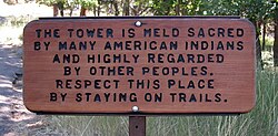 A sign informs visitors of the site's Native American heritage.