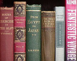 Some inexpensive collectible books: these are, left to right, by Tyndall, Collingwood, H. M. Field, Bryce, Woolf, and Asimov.