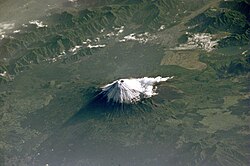 Fuji in early summer seen from the International Space Station (May 2001)