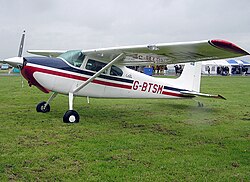 A 1957 Cessna on display at Hullavington Airfield, England.