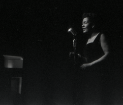 Holiday performing at the Storyville club, Boston, on October 29, 1955