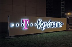 Sign outside T-Systems, Darmstadt, 2005