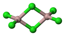 Anhydrous iron(III) chloride evaporates at relatively low temperatures to give the bitetrahedral dimer.