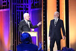 Martin with David Letterman at the Peabody Awards in 2016