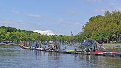 Artificial fish on the Yarra during 2006 Commonwealth Games