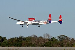The Virgin Atlantic GlobalFlyer that Steve Fossett piloted solo around the world non-stop in 2005